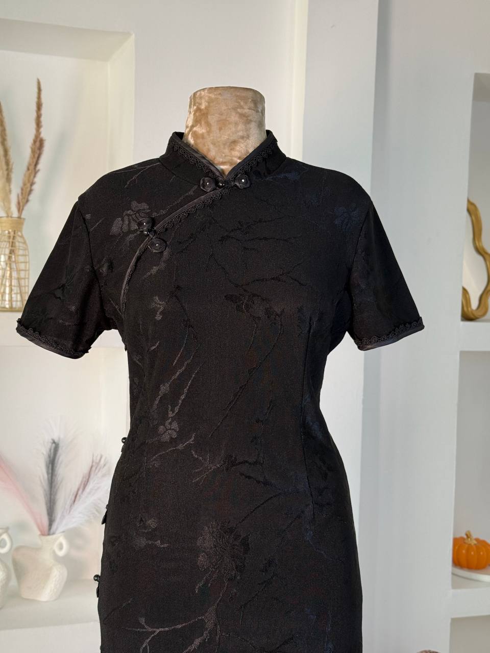 Full Black Qipao Dress