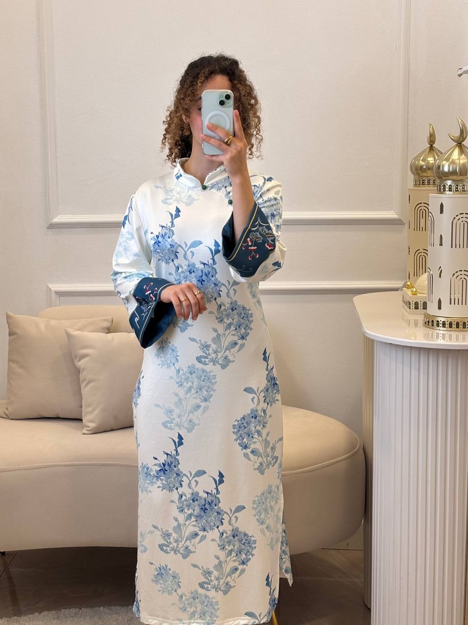 Sky-White Qipao Dress