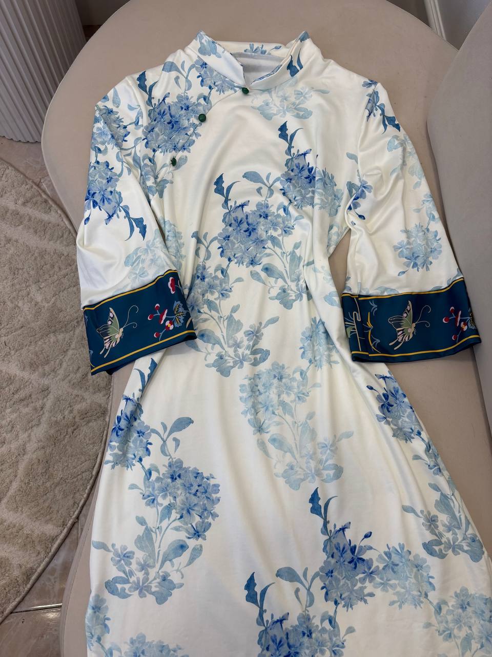 Sky-White Qipao Dress